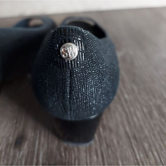 Stuart Weitzman Lizette Demi-Wedge Peep-Toe Pump, Black - Picture 9 of 11